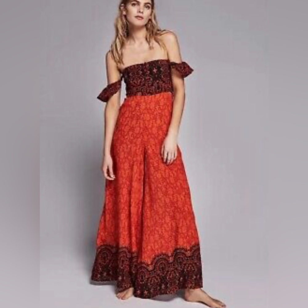 Women's Off-Shoulder Red Jumpsuit